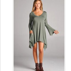 Hi Low Bottom Hem Tunic Dress with Hidden Pocket